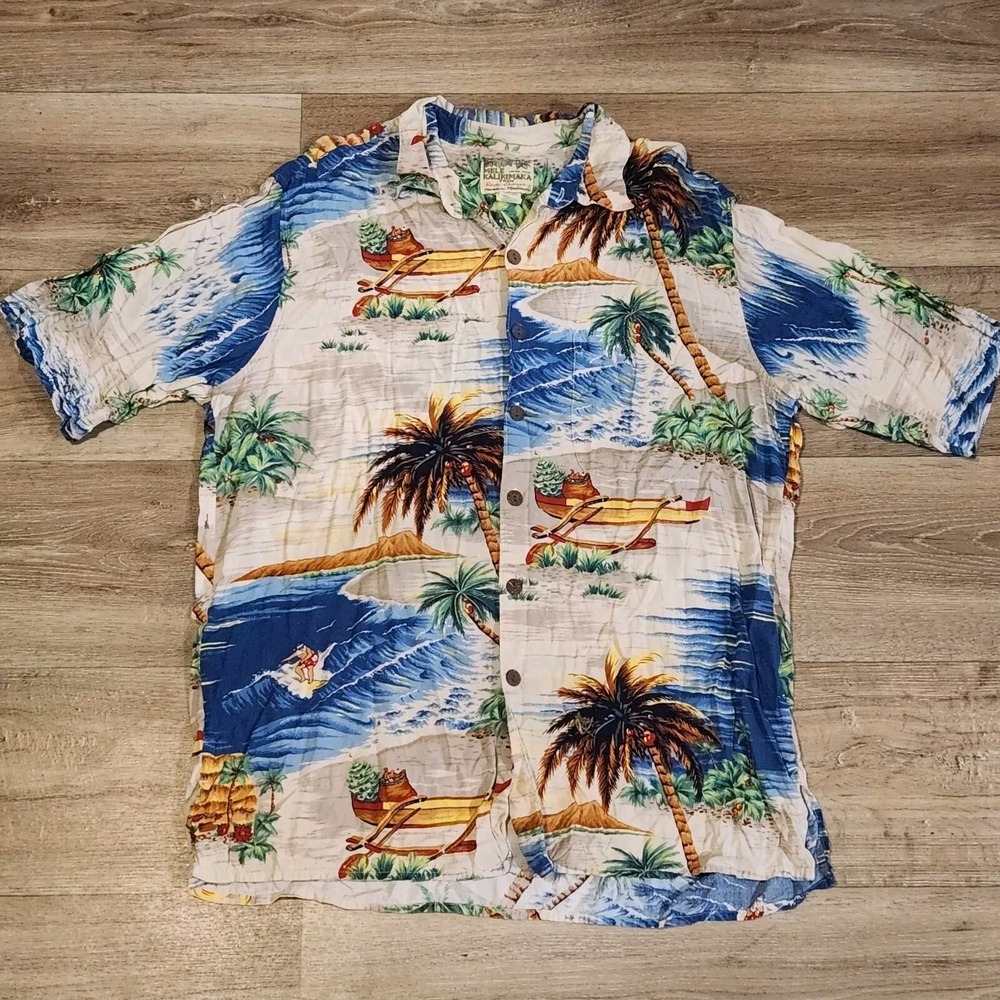Reyn Spooner Mele Kalikimaka Limited Surfin Santa Mens Large Hawaiian Shirt